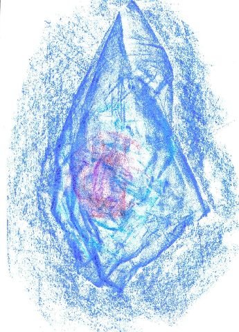 Cristal fantôme, pastel gras, 20X30 cm